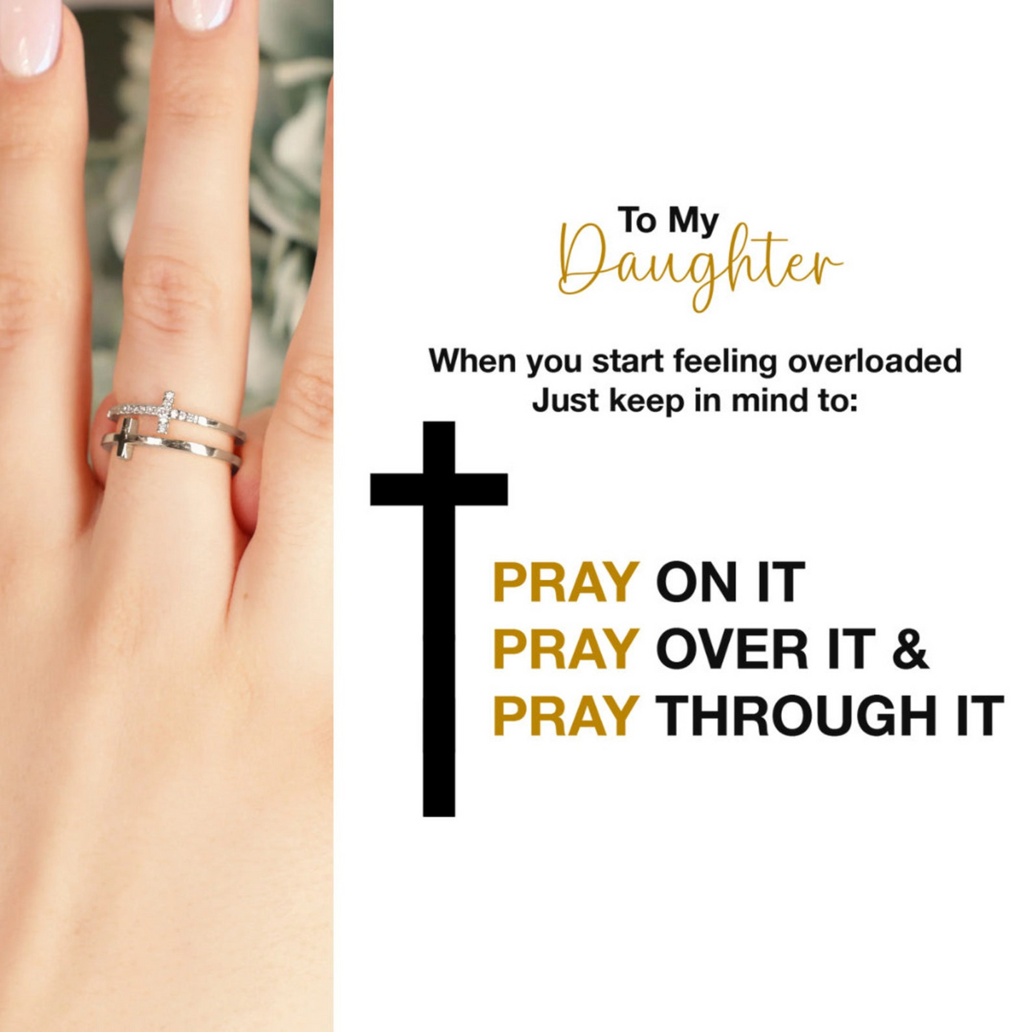 [BOGO FREE] DAUGHTER PRAY THROUGH IT CROSS RING