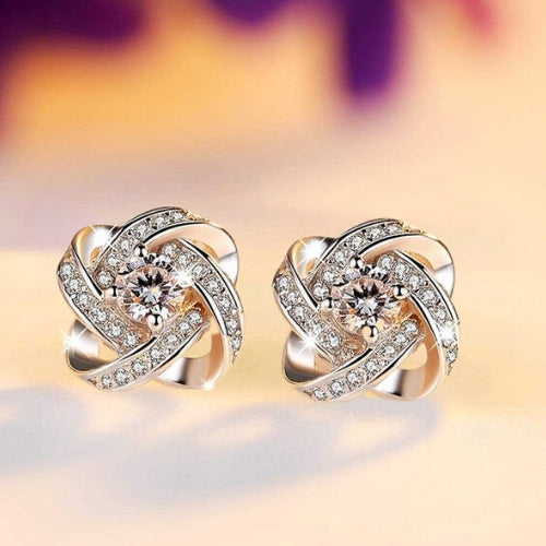 LOVE KNOT CRYSTAL STUD EARRINGS