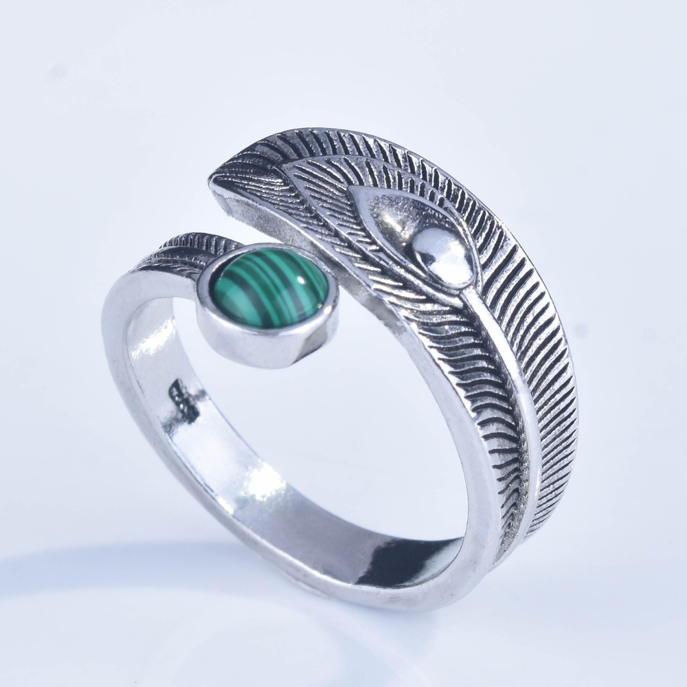 [BOGO FREE] MALACHITE OPEN RING S925