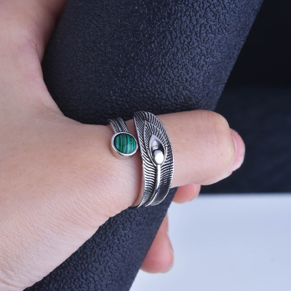 MALACHITE OPEN RING S925