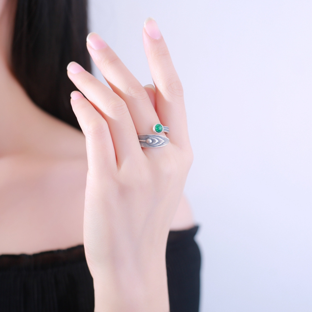 [BOGO FREE] MALACHITE OPEN RING S925