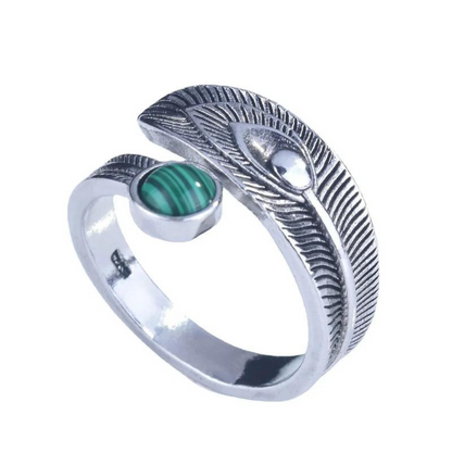 [BOGO FREE] MALACHITE OPEN RING S925