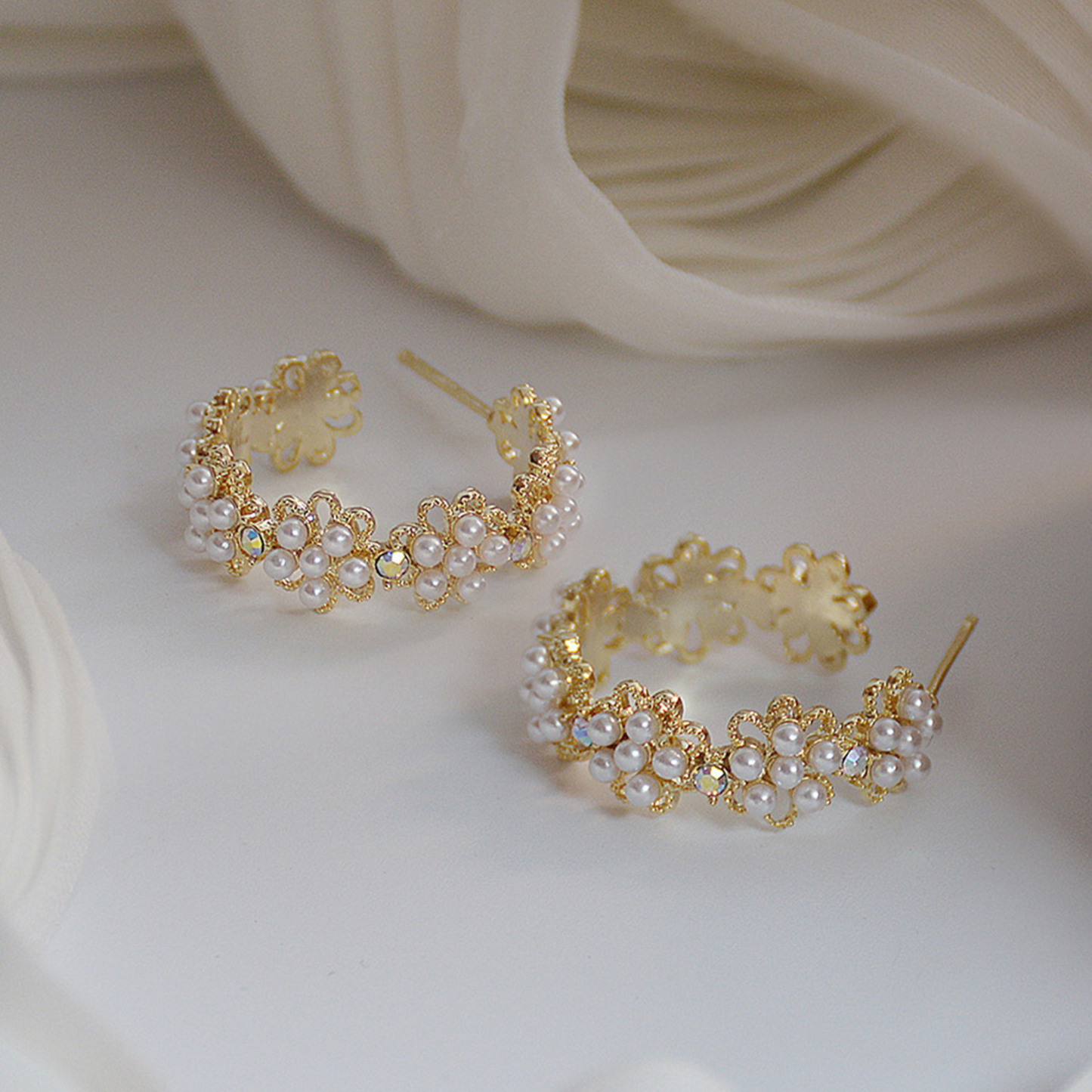 PEARL HOOP EARRINGS