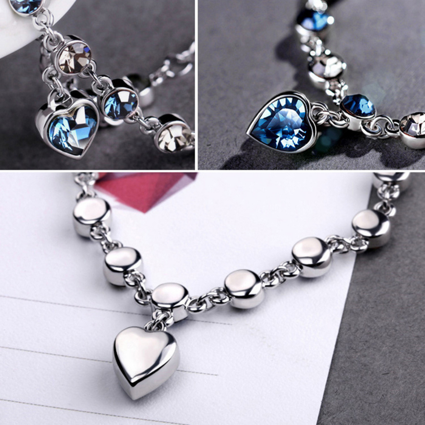 RHINESTONE HEART BRACELET