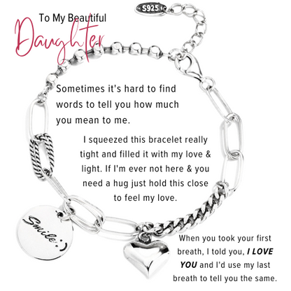 [BOGO FREE] To My Daughter  - Smile and Heart Charm Bracelet S925