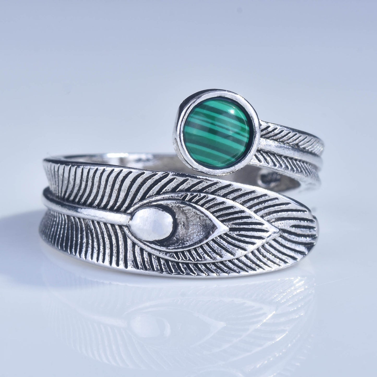 MALACHITE OPEN RING S925